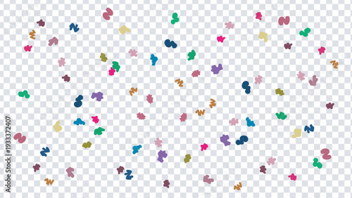 Colorful confetti scattered across a transparent background in a festive display Vector illustration