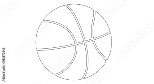 Simple line drawing of a basketball on a white background