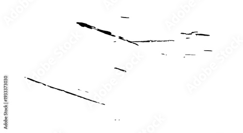 Abstract black ink splatters on white background.