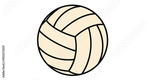 Simple illustration of a beige and black striped volleyball on a white background