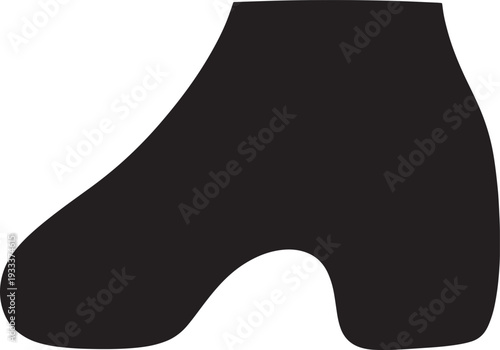 Black silhouette of a boot with a curved heel and pointed toe on white boot silhouette black boot footwear