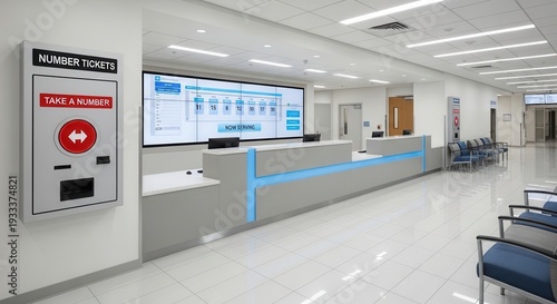 Wallpaper Mural Modern Hospital Reception Area With Ticket Dispenser And Information Display Torontodigital.ca