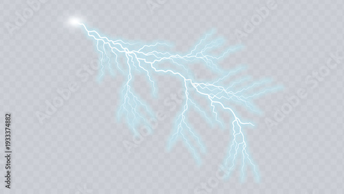 A delicate branch illuminated with ethereal blue lightning strokes against a dark background Vector illustration