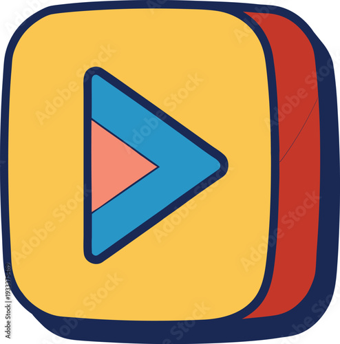 Colorful play button with bold outline and gradient background vector illustration EPS PNG file