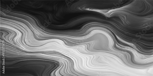 Abstract black and white background with a smooth silk texture featuring flowing blue waves and a soft satin liquid swirl pattern for an elegant flowing fabric backdrop design