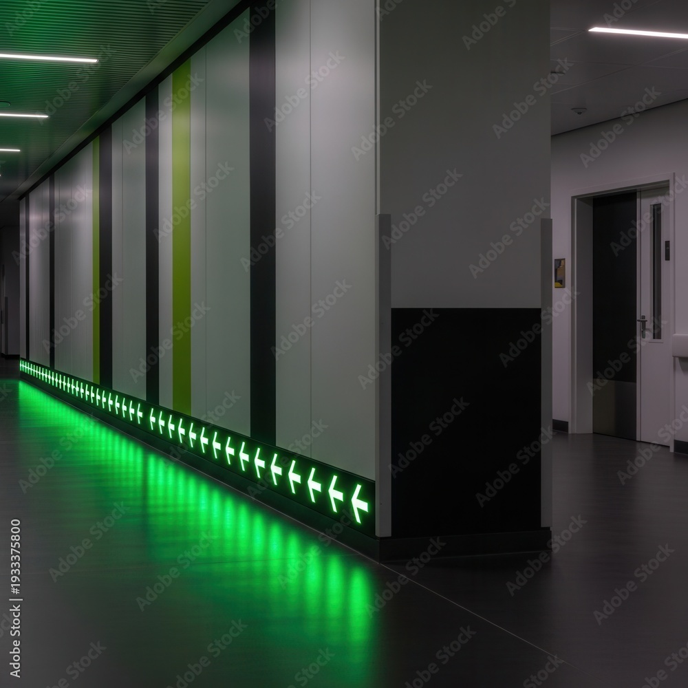 custom made wallpaper toronto digitalModern Interior Architecture Featuring Illuminated Green Arrows And Sleek Design Elements