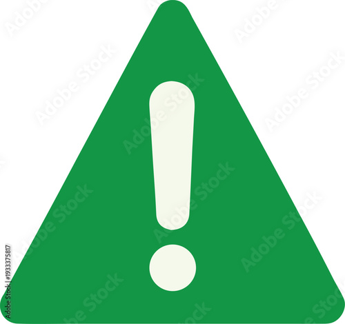 Green triangular warning sign with white exclamation mark vector illustration EPS PNG file
