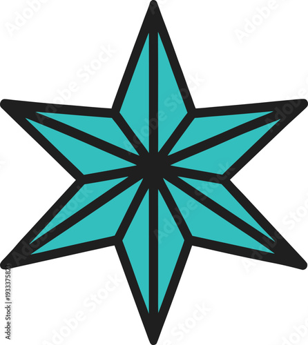 Turquoise and black geometric star symbol vector illustration EPS PNG file