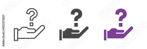 Minimalist Hand with Question Mark Icon for Help and Support.