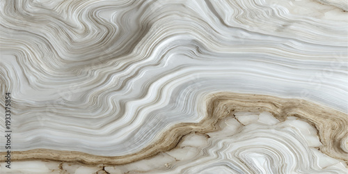 Natural brown wood texture background featuring a seamless wavy pattern and a silver liquid surface design like water waves on an old metal paint wallpaper