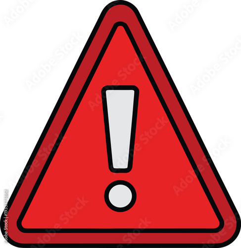 Red triangular warning sign with white exclamation mark vector illustration EPS PNG file