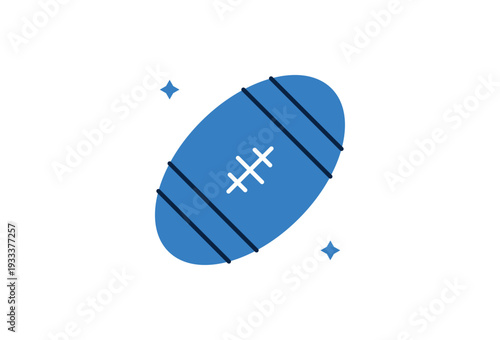 Rugby ball vector flat icon for sport and competition themes. Modern vector flat illustration of football for athletic games and team activities.