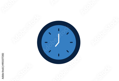 Clock vector flat icon for time and schedule management. Simple vector flat illustration of wall clock for deadlines and daily routine.