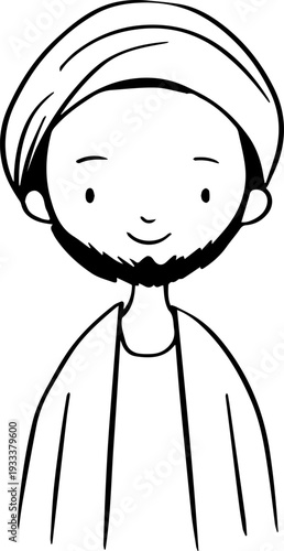 Smiling boy wearing traditional Muslim cap and kurta