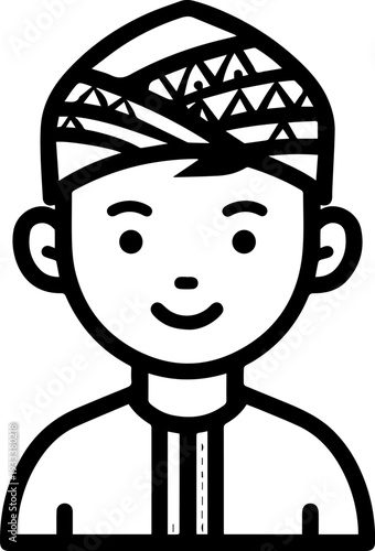 Smiling boy wearing traditional Muslim cap and kurta