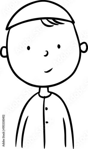 Smiling boy wearing traditional Muslim cap and kurta