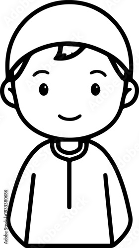 Smiling boy wearing traditional Muslim cap and kurta