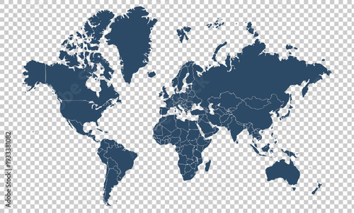 World Map Outline with Country Borders