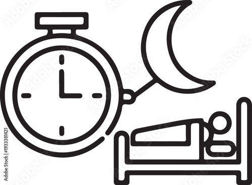 Sleep Time, Bedtime Routine, and Health Tracking Vector Icon
