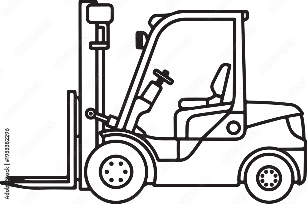 Naklejka premium Forklift Line Art Icon. Industrial Warehouse Vehicle Outline