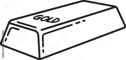 Gold Bar Doodle Illustration - Hand Drawn Money Ingot Icon