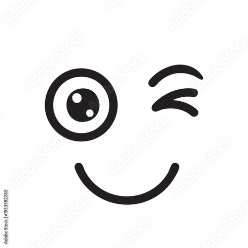 Winking face illustration showcasing playful emotions and simple graphics
