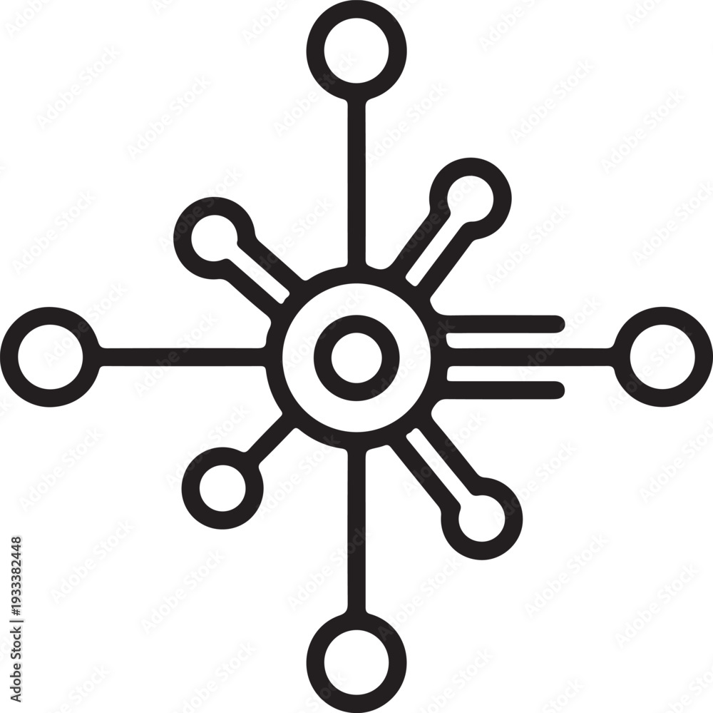 Obraz premium Network Connection Hub Line Icon