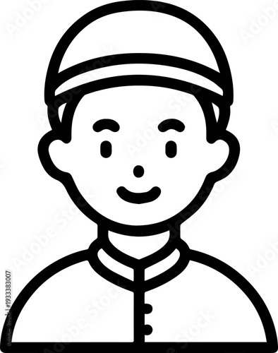 Smiling boy wearing traditional Muslim cap and kurta