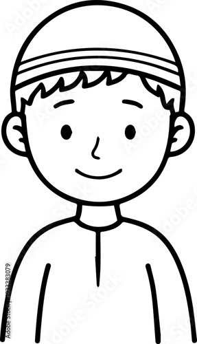 Smiling boy wearing traditional Muslim cap and kurta