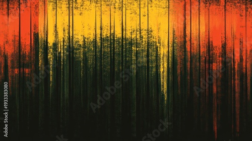 Abstract Rasta Colors Vertical Lines Pattern with Grunge Texture Effect