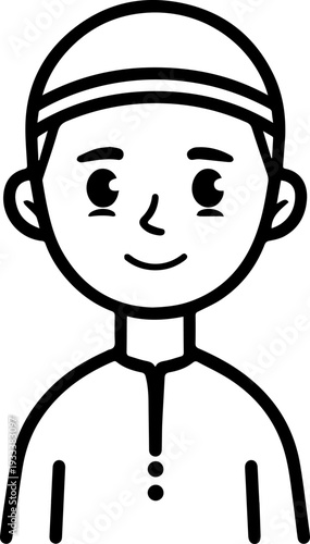 Smiling boy wearing traditional Muslim cap and kurta