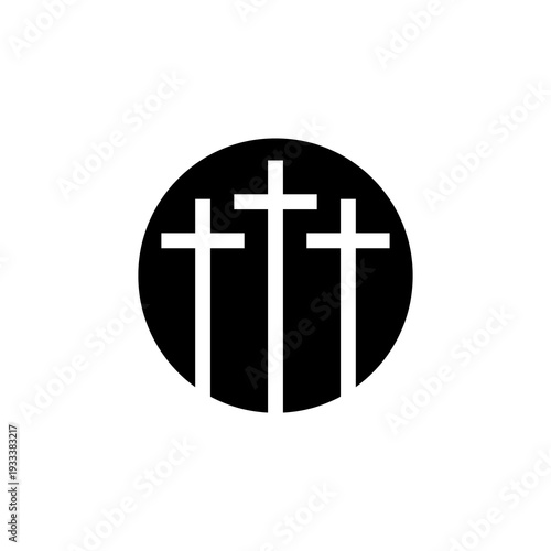 Three white crosses symbolizing Christianity and faith.