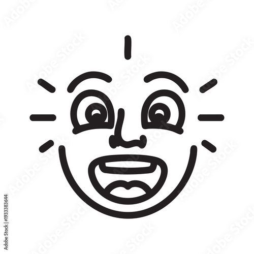 A simple black line drawing of a smiling face with exaggerated features on a plain background