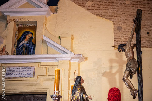 Quadro su tela Seville Holy Week Hiniesta Mystery Float: Christ of Buena Muerte, Mary Magdalene
