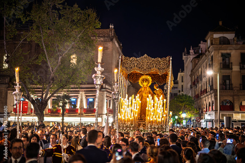 Seville Holy Week: Amargura Virgin Procession, Encarnacion Square Night