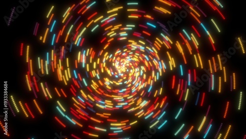 Spiral colorful particles