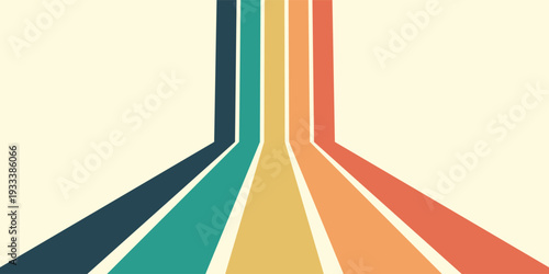 Retrofuturism poster design in trendy retro line style. Modern art poster retro vintage style 70s stripes background template lines shapes vector design.