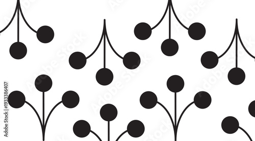 Abstract geometric pattern with interconnected circles and lines resembling organic structures Vector illustration