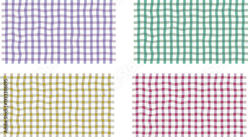 Four color-coded grid patterns arranged in a square formation for visual comparison Vector illustration