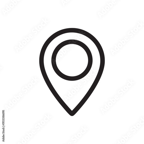Simple black map pin icon on a plain background indicating location or navigation from a straightforward viewpoint
