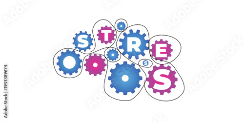 Stress Awareness Month background for banner design template celebrate in april. with turning gear symbols to represent efficient time and stress management.