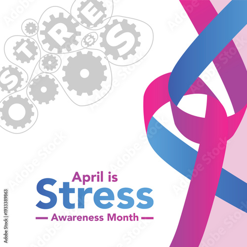 Stress Awareness Month background for banner design template celebrate in april. with turning gear symbols to represent efficient time and stress management.