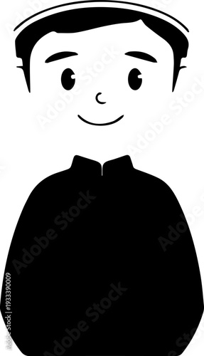 Smiling boy wearing traditional Muslim cap and kurta