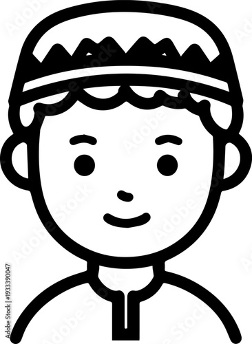 Smiling boy wearing traditional Muslim cap and kurta