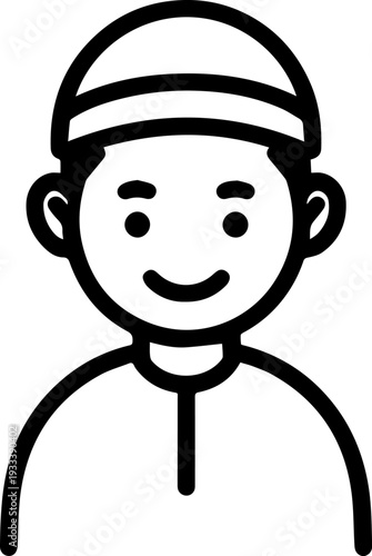 Smiling boy wearing traditional Muslim cap and kurta