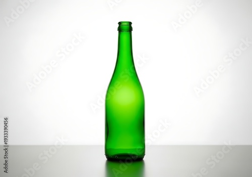 A green glass bottle isolated on white background