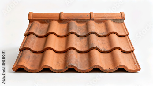 Wallpaper Mural Stacked terracotta clay roof tiles isolated on white background. Torontodigital.ca