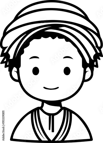 Smiling boy wearing traditional Muslim cap and kurta