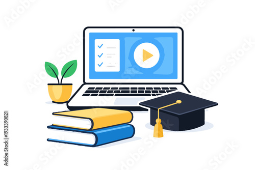 White icon online laptop letters vector books generation image no graduation simple