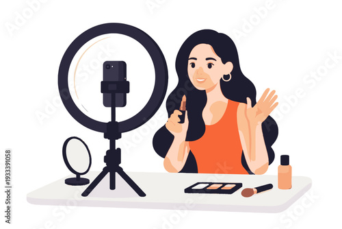 Setup white text ring influencer icon letters no creation artistry vector composition